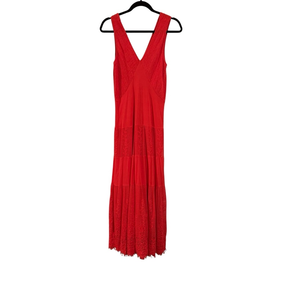 Elegant coral Red maxi Sleeveless Dress size small brand, V Christina